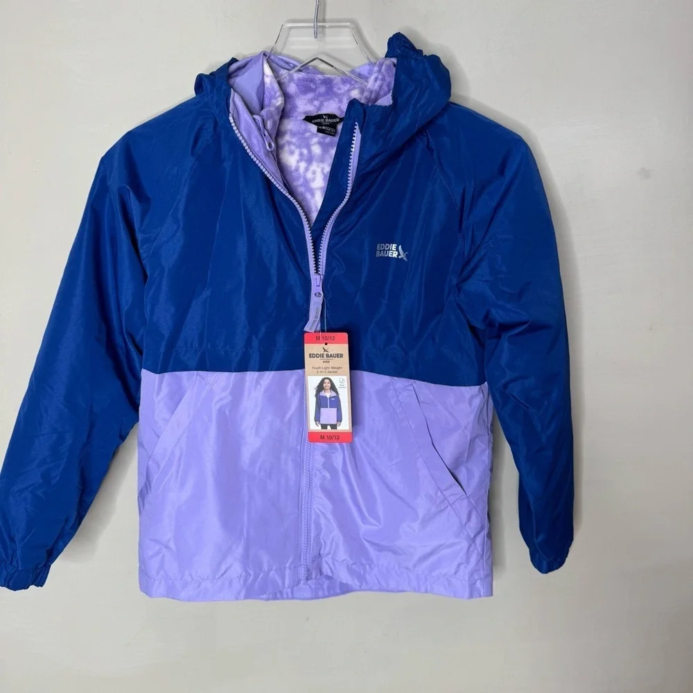 Eddie Bauer Youth Girls 3-in-1 Jacket in a blue and purple colorway size 10/12